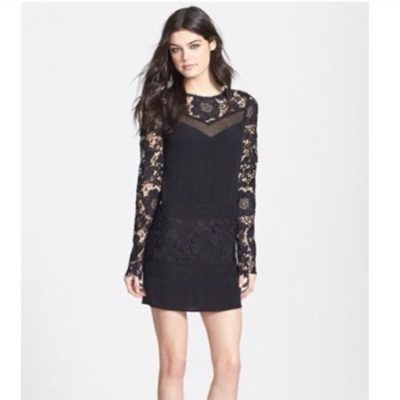 ASTR | Black Silk Lace Mini Dress | Small - Picture 1 of 7